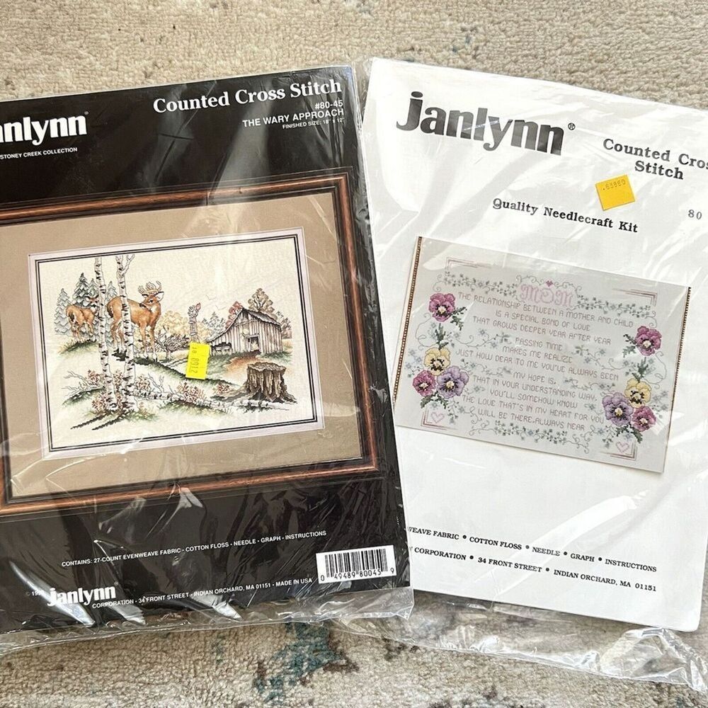 Cross Stitch Kits Lot of 2 Janlynn Vintage ~#80-45 & Wary Approach~80-211 NEW
